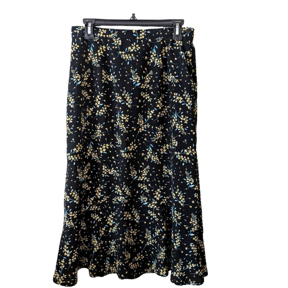 Vintage Sag Harbor Floral Midi Skirt Size 12 Petite